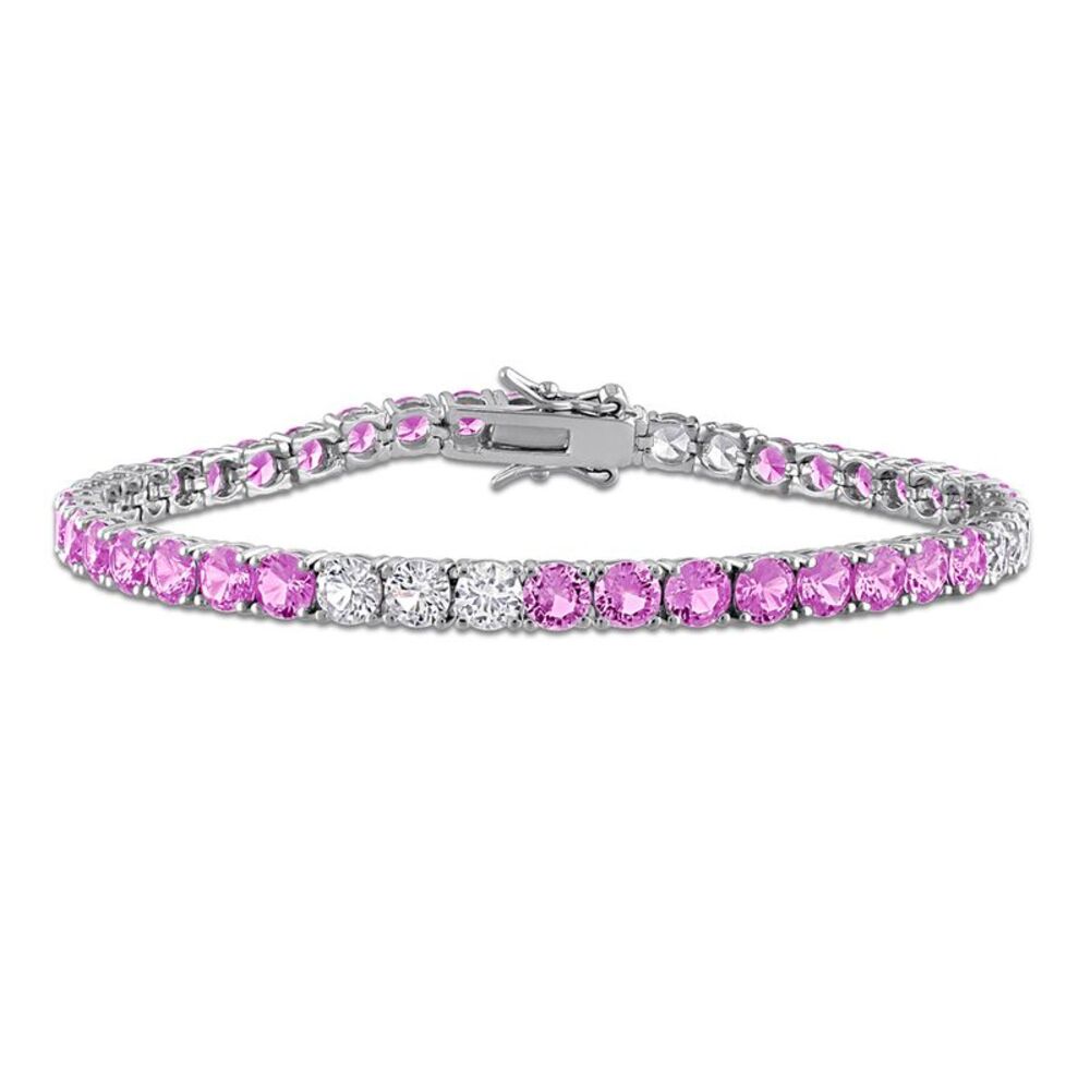 13.44 Carat (ctw) Lab-Created Pink and White Sapphire Bracelet Sterling Silver